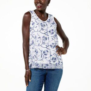 Nina Leonard Novelty Embroidered Sleeveless Top  NWT  2X